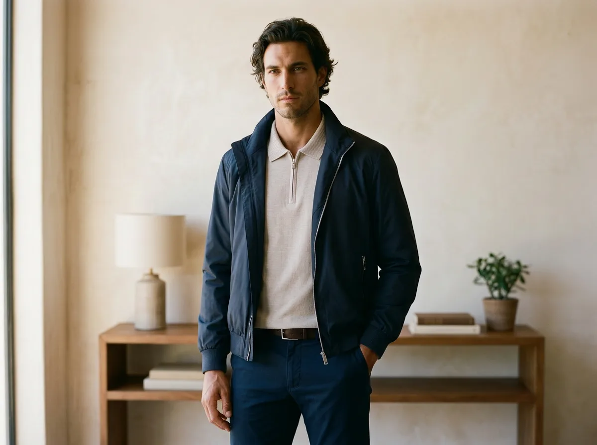 Bugatti — navy bomber jacket lifestyle