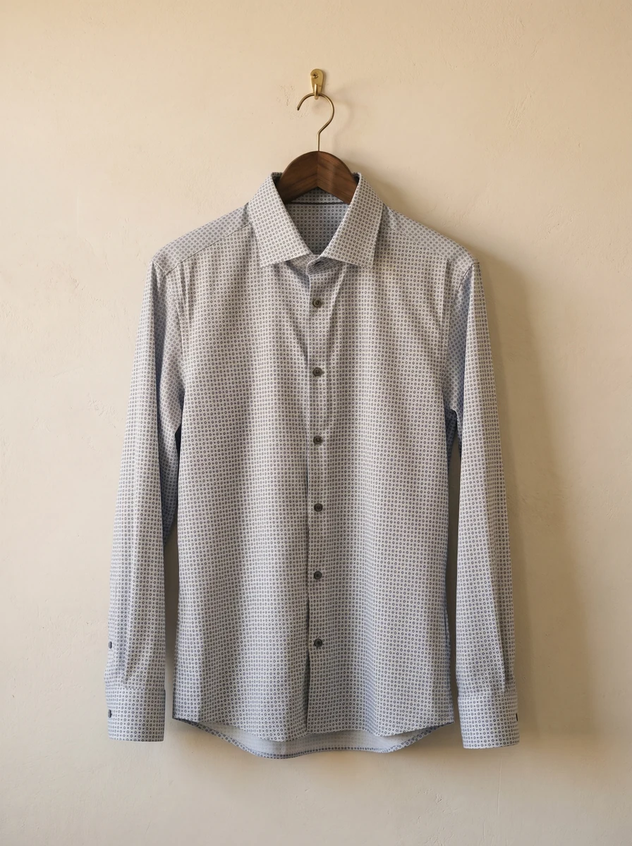 Klauss Boehler sport shirt on a walnut hanger