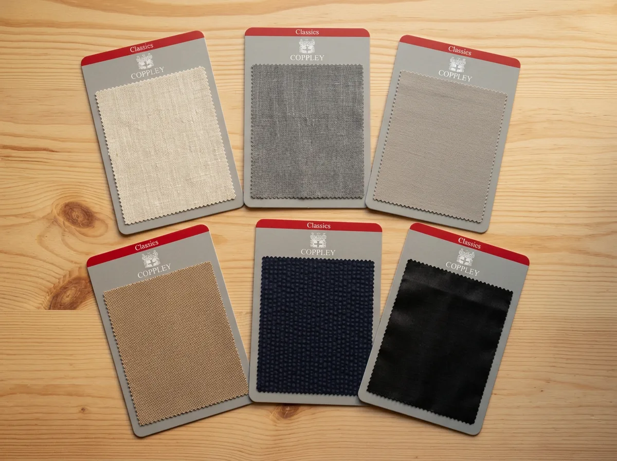Wedding fabric swatches at Thomas Jeffery